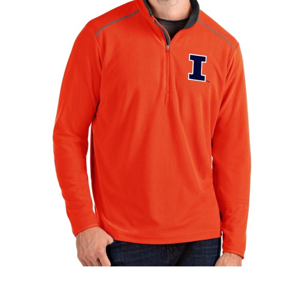 Antigua Orange Illinois Fighting Illini Glacier Quarter-Zip Pullover Men's